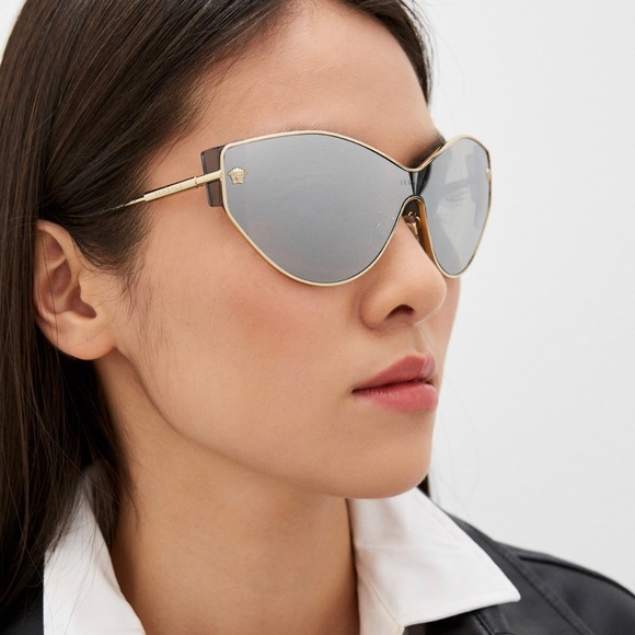 NEW VERSACE VE2239 1252/6G SILVER CAT EYE SUNGLASSES VERSACE VE 2239 - Picture 4 of 13